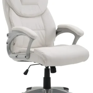 Fauteuil de bureau sur roulettes pivotant réglable fonction basculement VINYLE blanc et plastique 10_0002652 avec comparti...