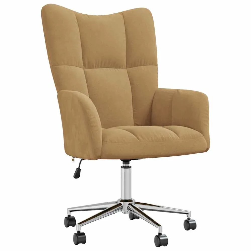 Fauteuil lounge chaise de bureau sur roulettes design récent en velours marron DEC026727 compatible avec la plupart des bu...