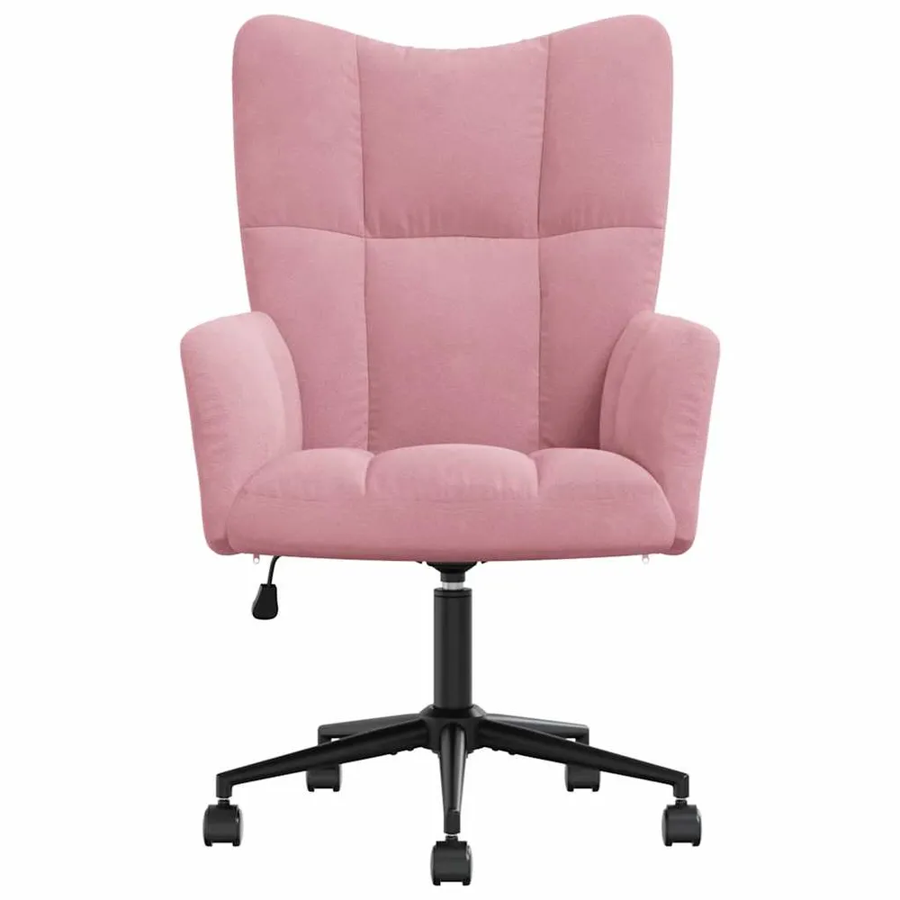 Fauteuil lounge chaise de bureau sur roulettes design récent en velours rose DEC026758