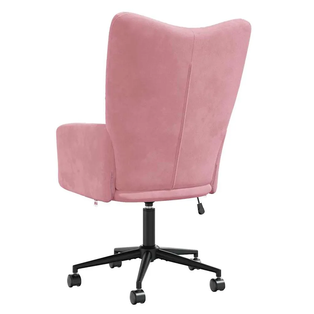 Fauteuil lounge chaise de bureau sur roulettes design récent en velours rose DEC026758
