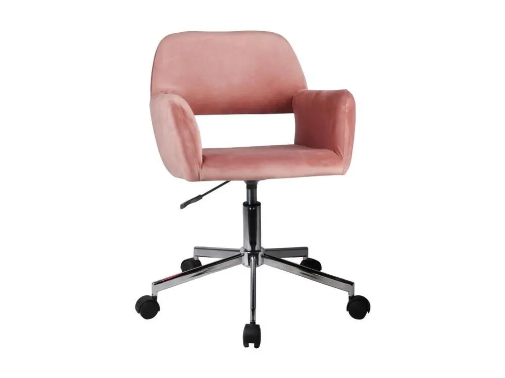 Fauteuil pivotant à roulettes velour AKORD FD22 Rose avec 4 patins en caoutchouc