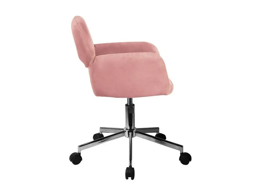 Fauteuil pivotant à roulettes velour AKORD FD22 Rose avec 4 patins en caoutchouc
