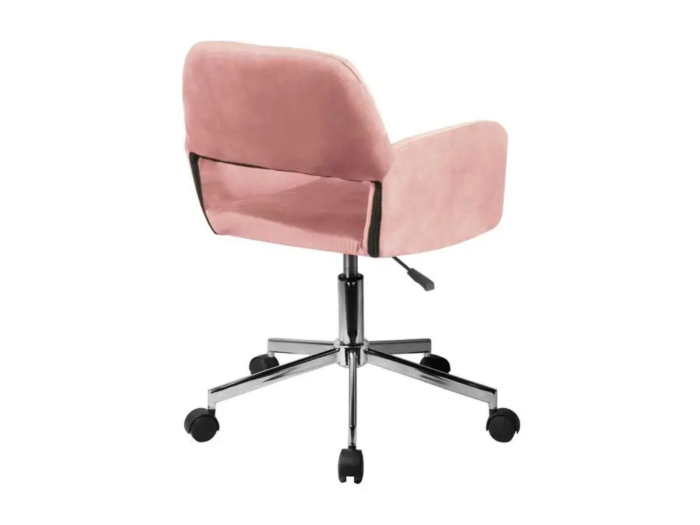 Fauteuil pivotant à roulettes velour AKORD FD22 Rose avec 4 patins en caoutchouc