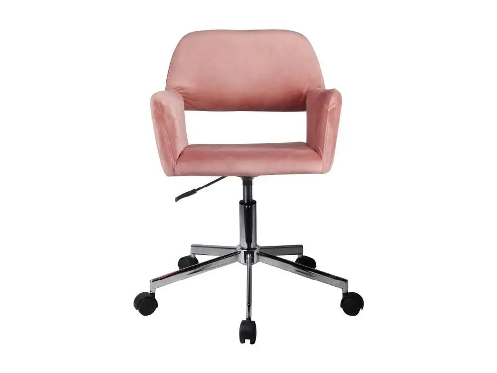 Fauteuil pivotant à roulettes velour AKORD FD22 Rose avec 4 patins en caoutchouc
