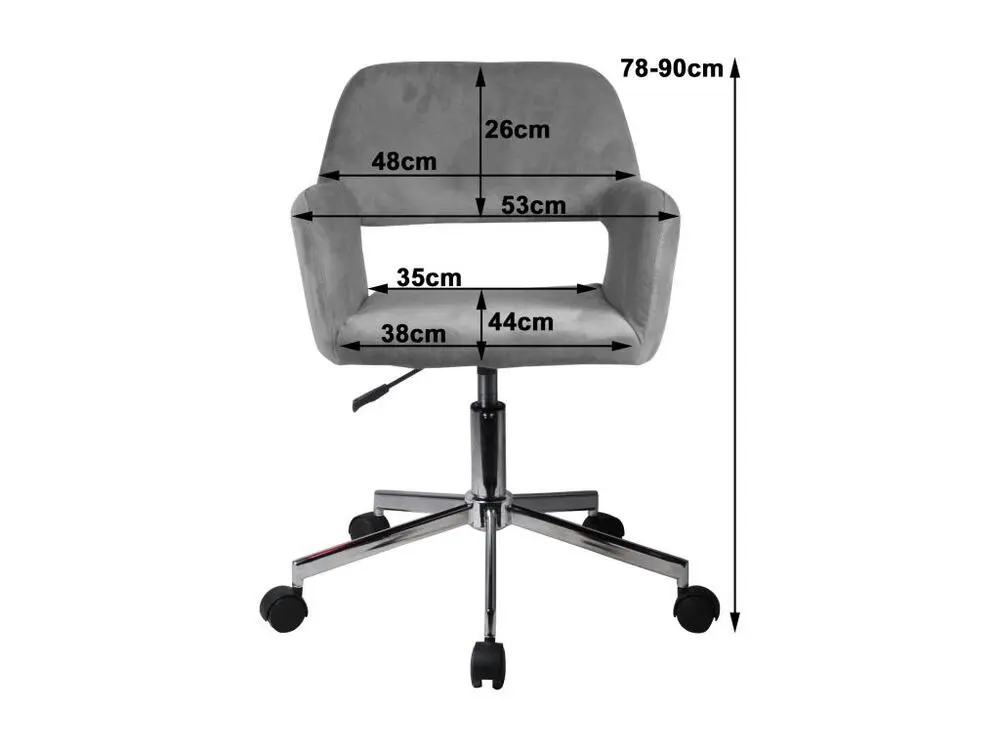 Fauteuil pivotant à roulettes velour AKORD FD22 Rose avec 4 patins en caoutchouc