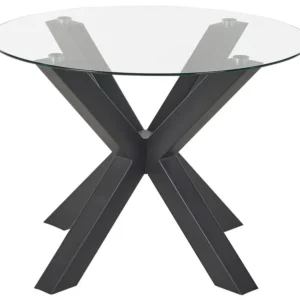 Glass Top Round Dining Table ⌀ 100 cm Noir jais OTIUM