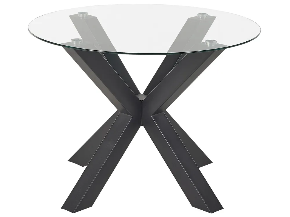 Glass Top Round Dining Table ⌀ 100 cm Noir jais OTIUM