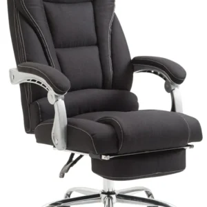 Kit d'assemblage pour Fauteuil de bureau sur roulettes avec repose-pieds et hauteur ajustable pivotant en tissu noir 10_00...
