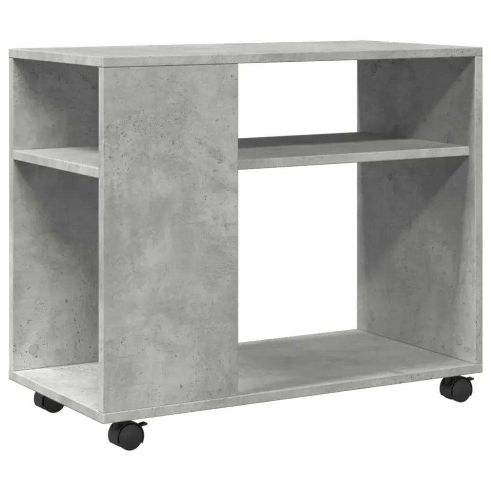 Kit d'assemblage pour Meuble d'appoint sur roulettes avec étagères 70 x 35 x 60 cm en bois d'ingénierie gris DEC032333