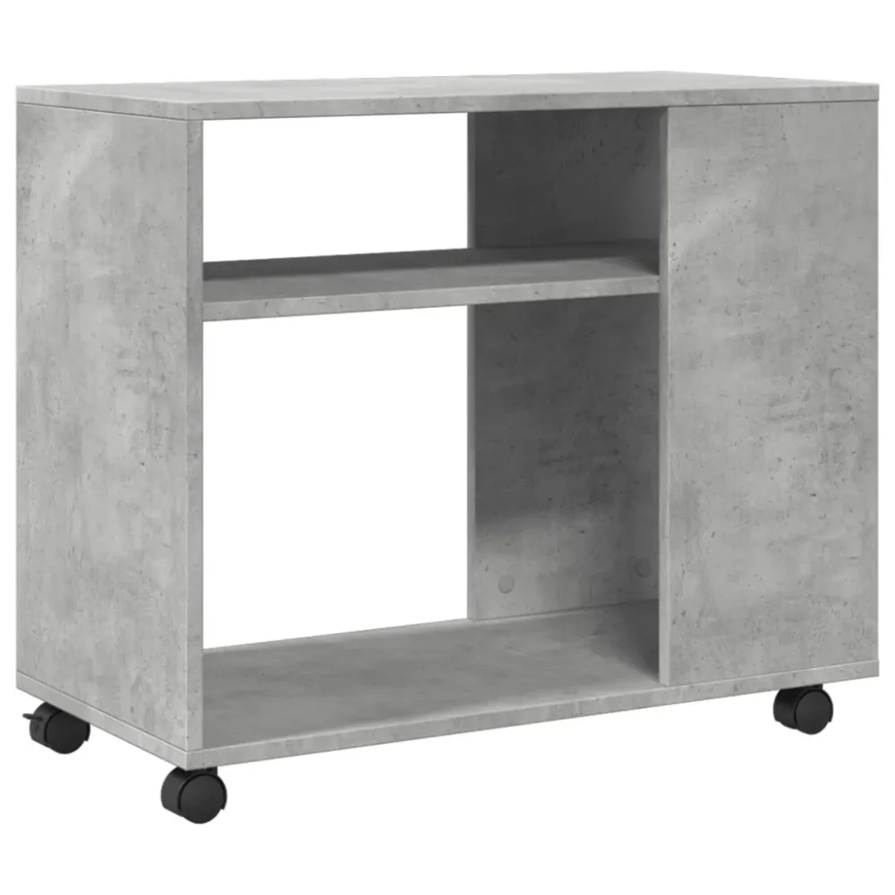 Kit d'assemblage pour Meuble d'appoint sur roulettes avec étagères 70 x 35 x 60 cm en bois d'ingénierie gris DEC032333