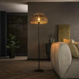 Lampadaire de salon avec abat-jour effet maille TRIBECA compatible avec la plupart des bureaux