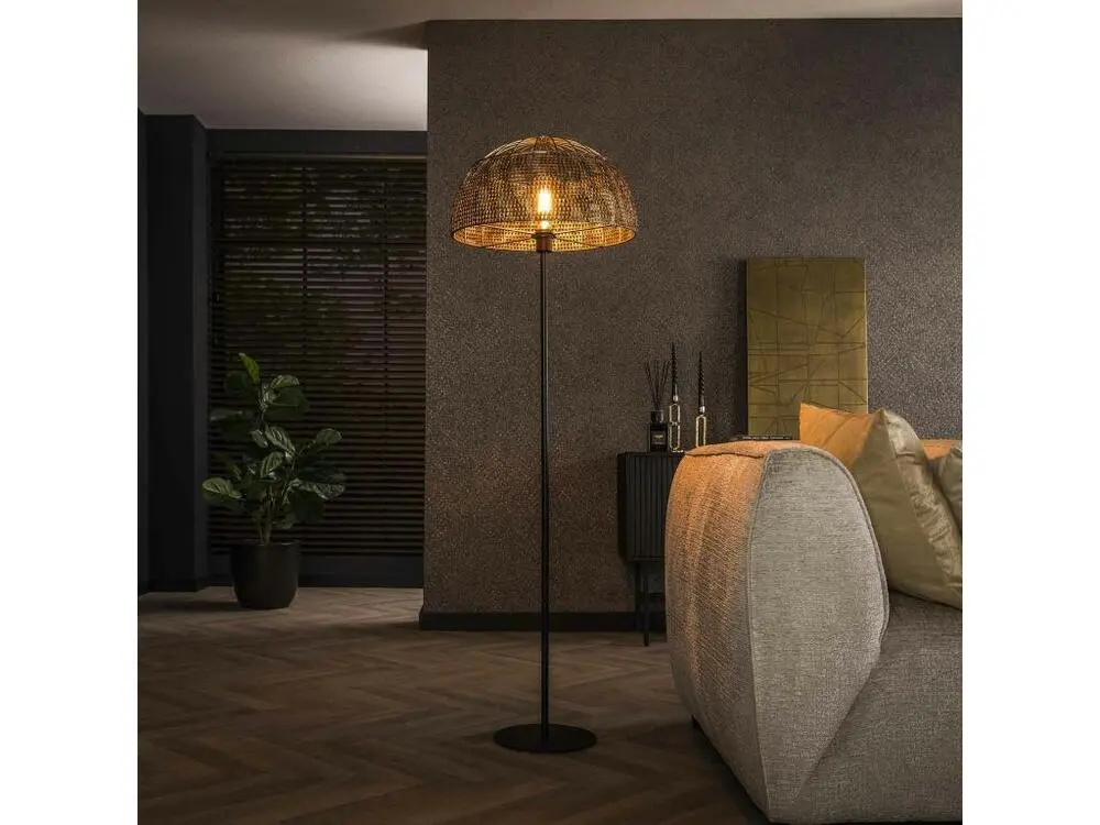 Lampadaire de salon avec abat-jour effet maille TRIBECA compatible avec la plupart des bureaux