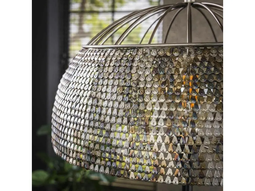 Lampadaire de salon avec abat-jour effet maille TRIBECA compatible avec la plupart des bureaux