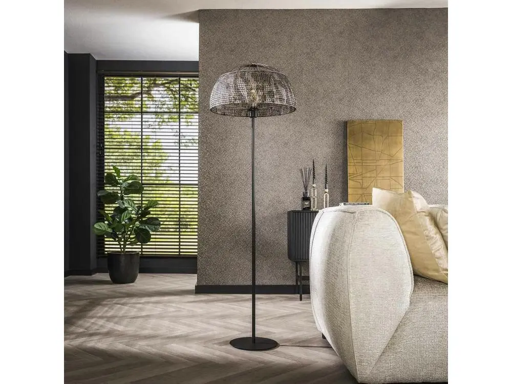 Lampadaire de salon avec abat-jour effet maille TRIBECA compatible avec la plupart des bureaux