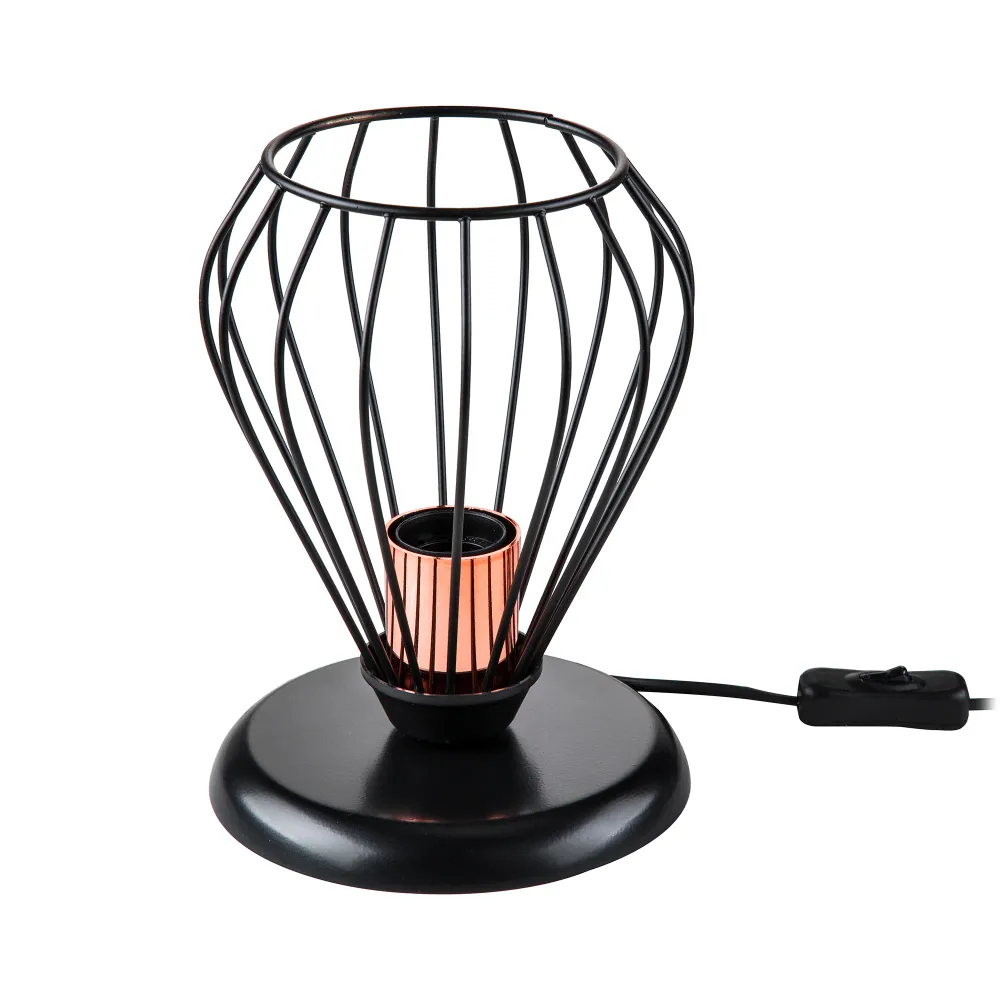 Lampe de bureau en métal 23 cm E27 noir / cuivre 03_0007370 pour poste de travail réglable