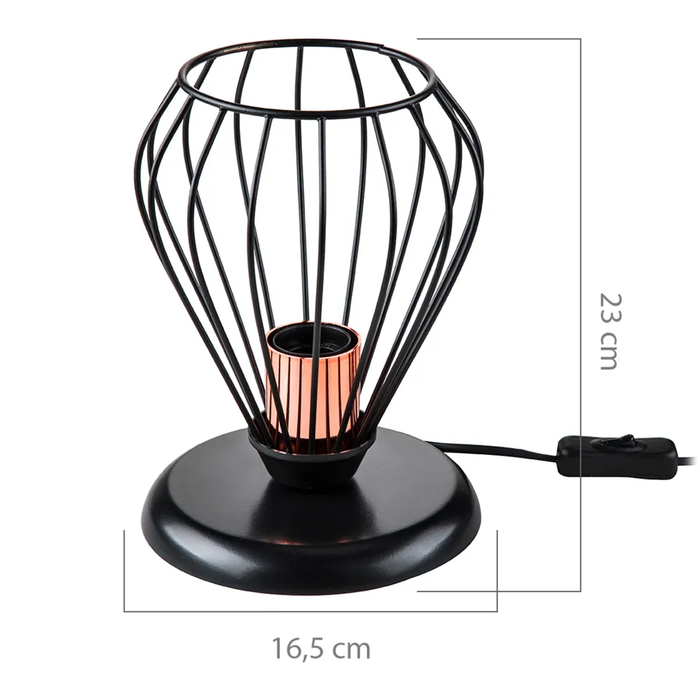 Lampe de bureau en métal 23 cm E27 noir / cuivre 03_0007370 pour poste de travail réglable