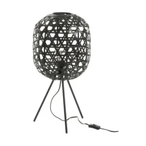Lampe De Bureau Trepied Rond Bambou/Metal Noir - L 29 x l 29 x H 59,5 cm (Lot de 4)