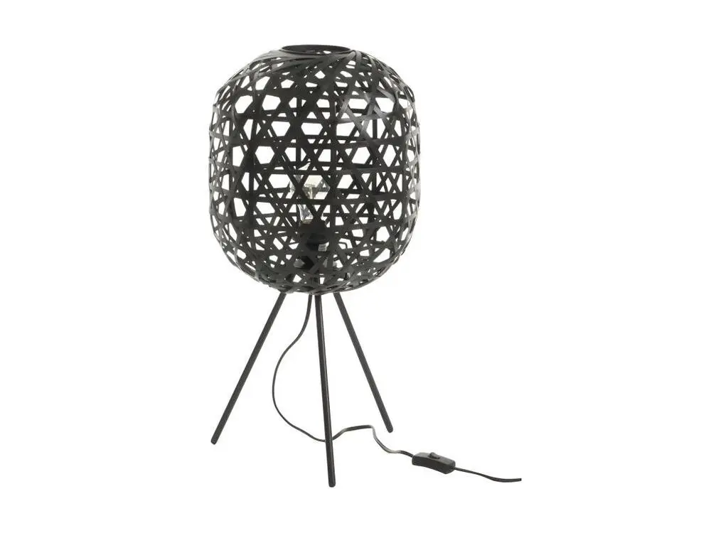 Lampe De Bureau Trepied Rond Bambou/Metal Noir - L 29 x l 29 x H 59,5 cm (Lot de 4)