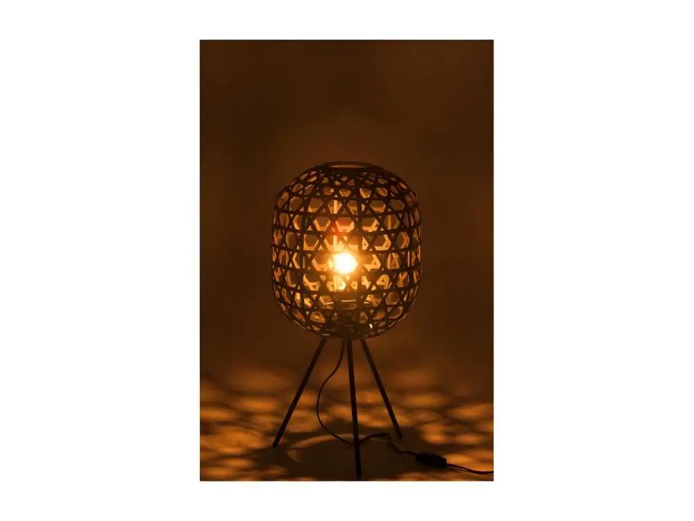 Lampe De Bureau Trepied Rond Bambou/Metal Noir - L 29 x l 29 x H 59,5 cm (Lot de 4)