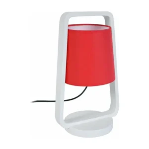 Lampe de chevet arqué bois blanc,rouge 32,5 cm.