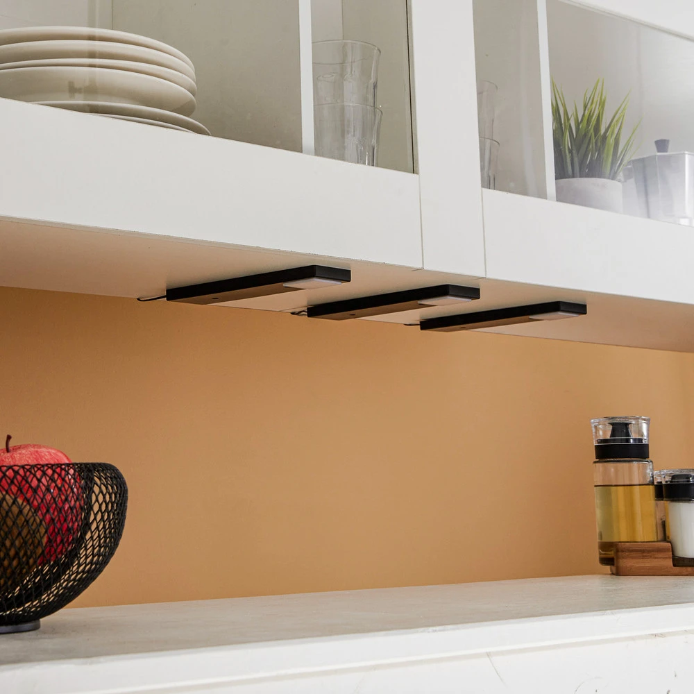 Lindby Amaryll lampe sous meuble LED, set de 3, noir en tissu respirant
