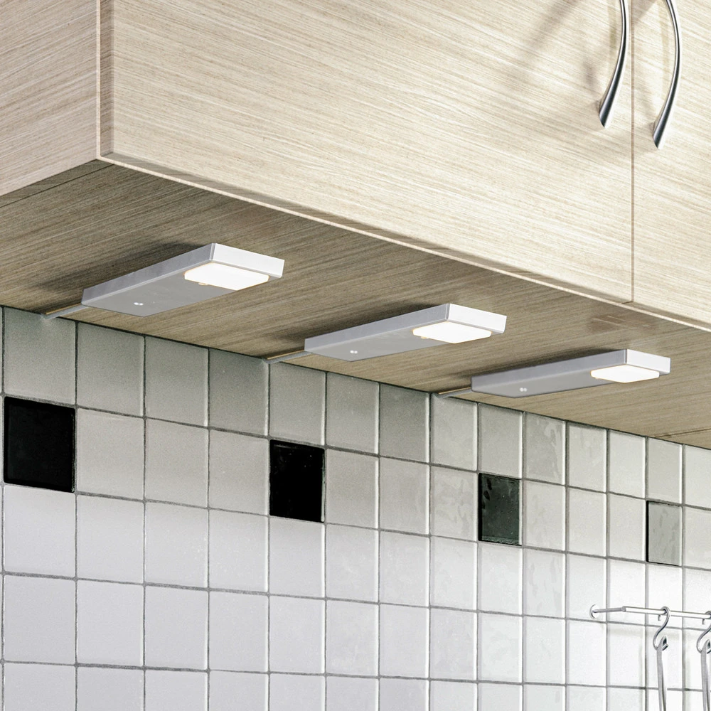 Lindby Amaryll lampe sous meuble LED, x3 argentée (Lot de 4)