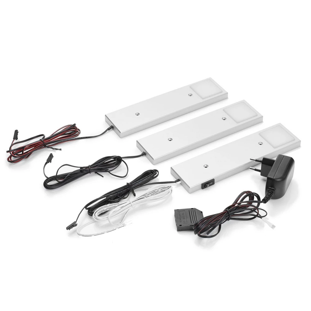 Lindby Amaryll lampe sous meuble LED, x3 argentée (Lot de 4)