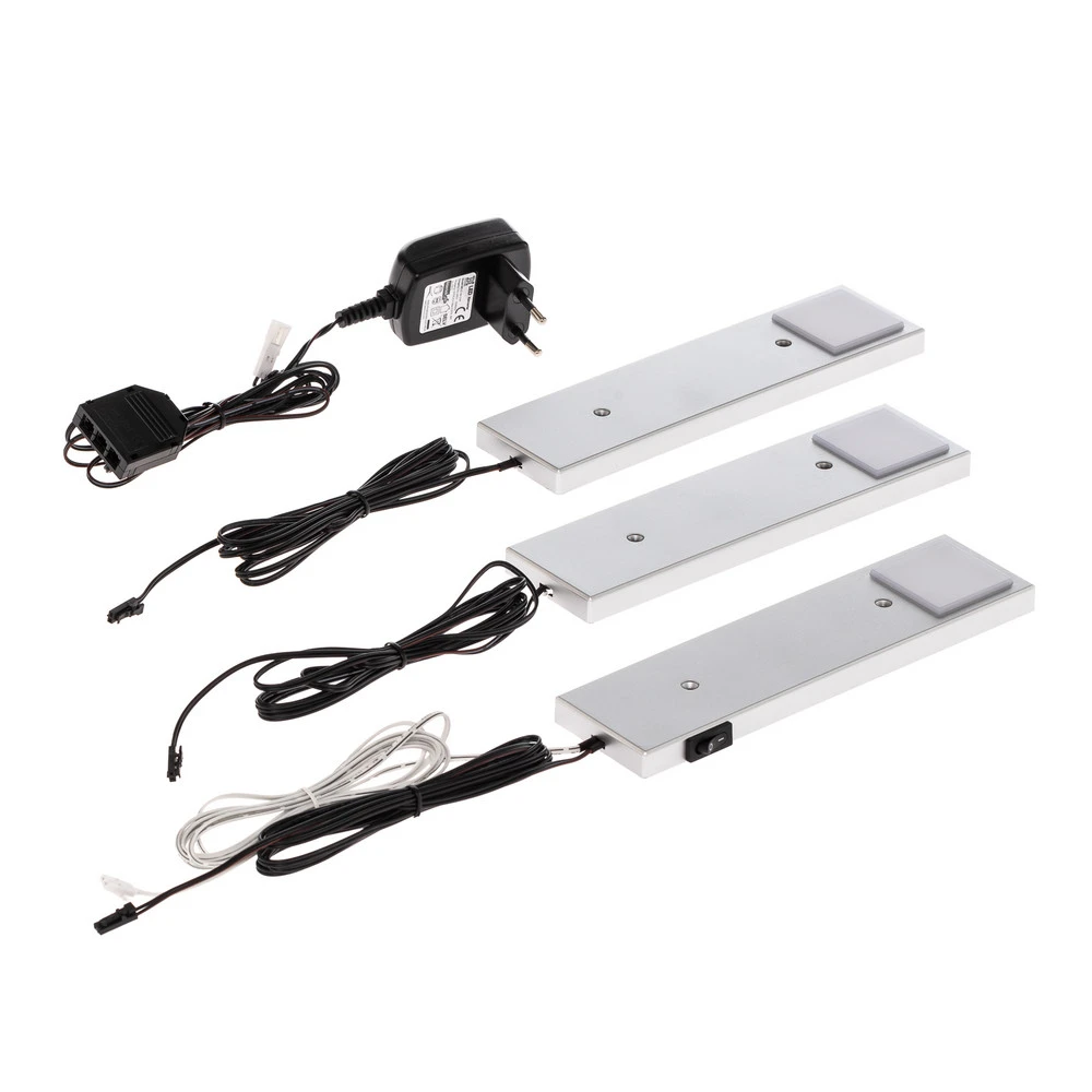 Lindby Amaryll lampe sous meuble LED, x3 argentée (Lot de 4)