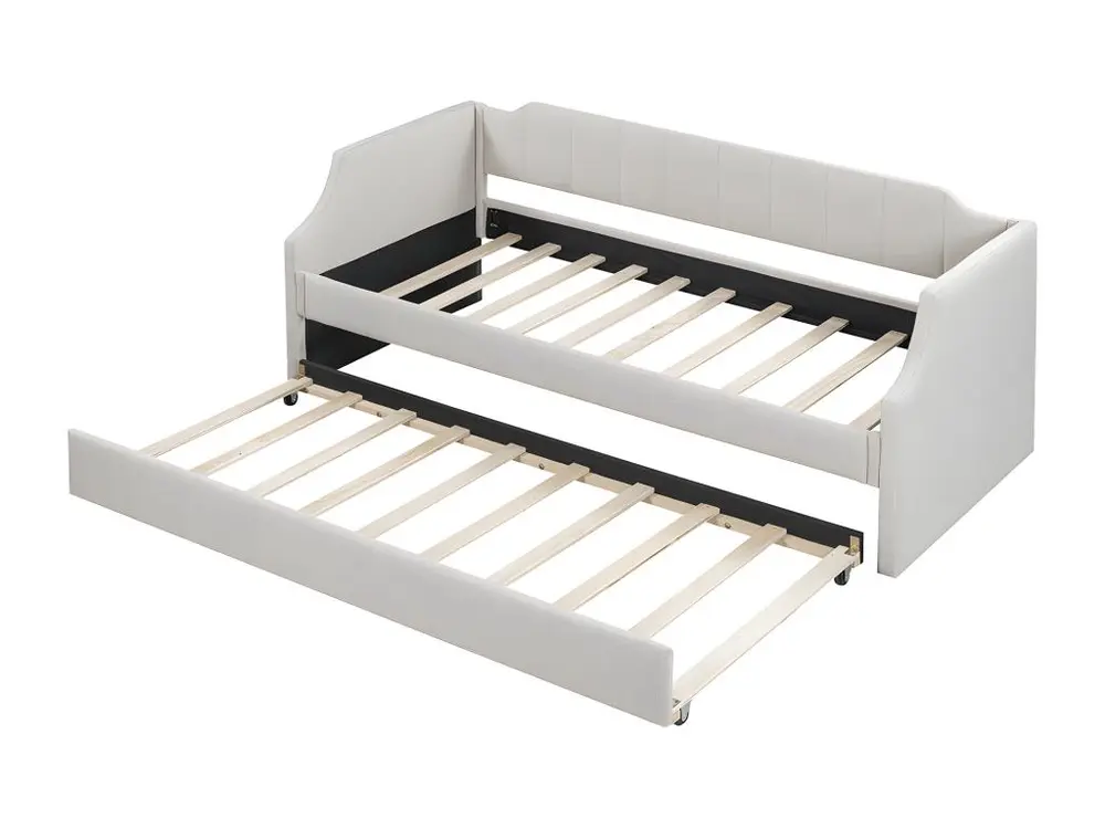 Lit adulte 90 x 200/190 cm - avec lit à roulettes Crème - Sweiko compatible avec la plupart des bureaux