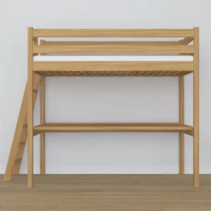 Lit mezzanine en chêne - avec bureau N02 Chêne Naturel 80x200 pour une organisation optimale