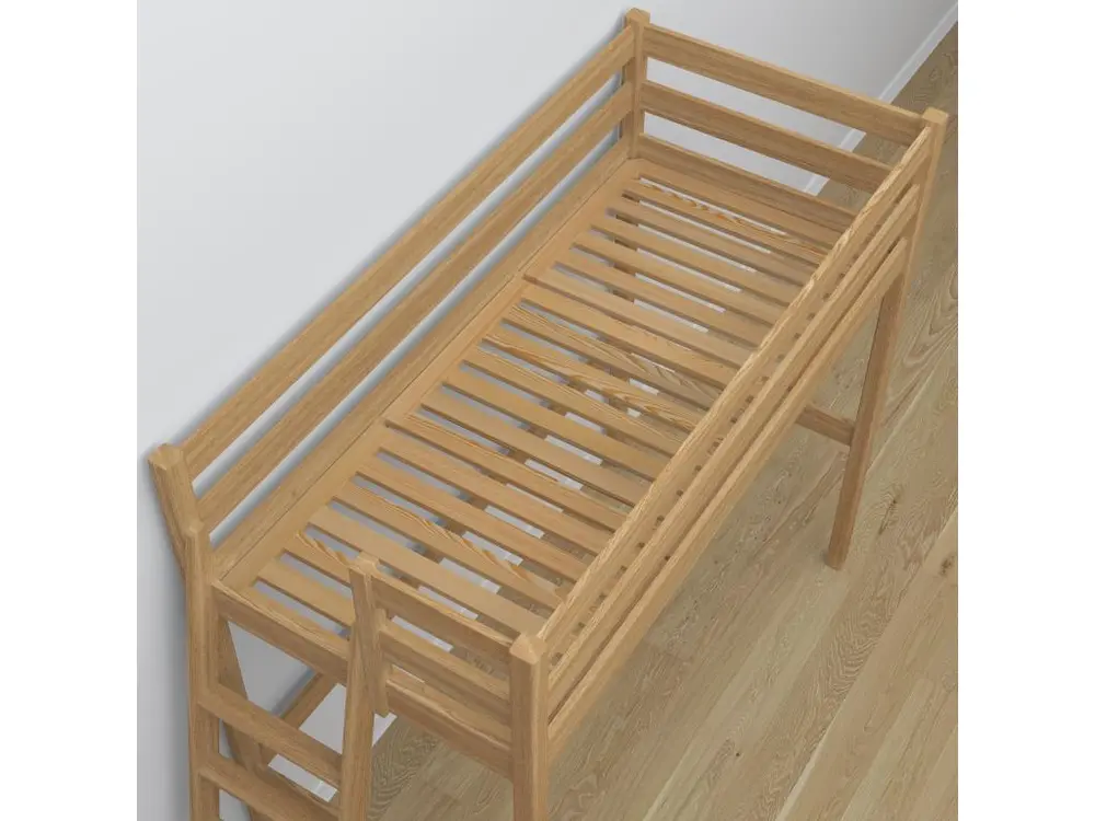 Lit mezzanine en chêne - avec bureau N02 Chêne Naturel 80x200 pour une organisation optimale
