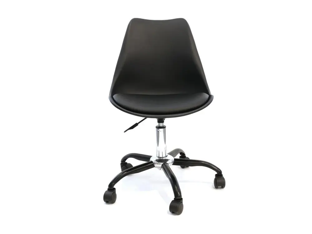 Lot de 2 Chaises à Roulettes "Kiruna" 92cm Noir avec 4 patins en caoutchouc