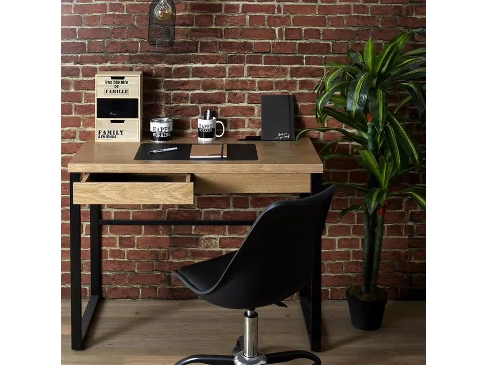 Lot de 2 Chaises à Roulettes "Kiruna" 92cm Noir avec 4 patins en caoutchouc
