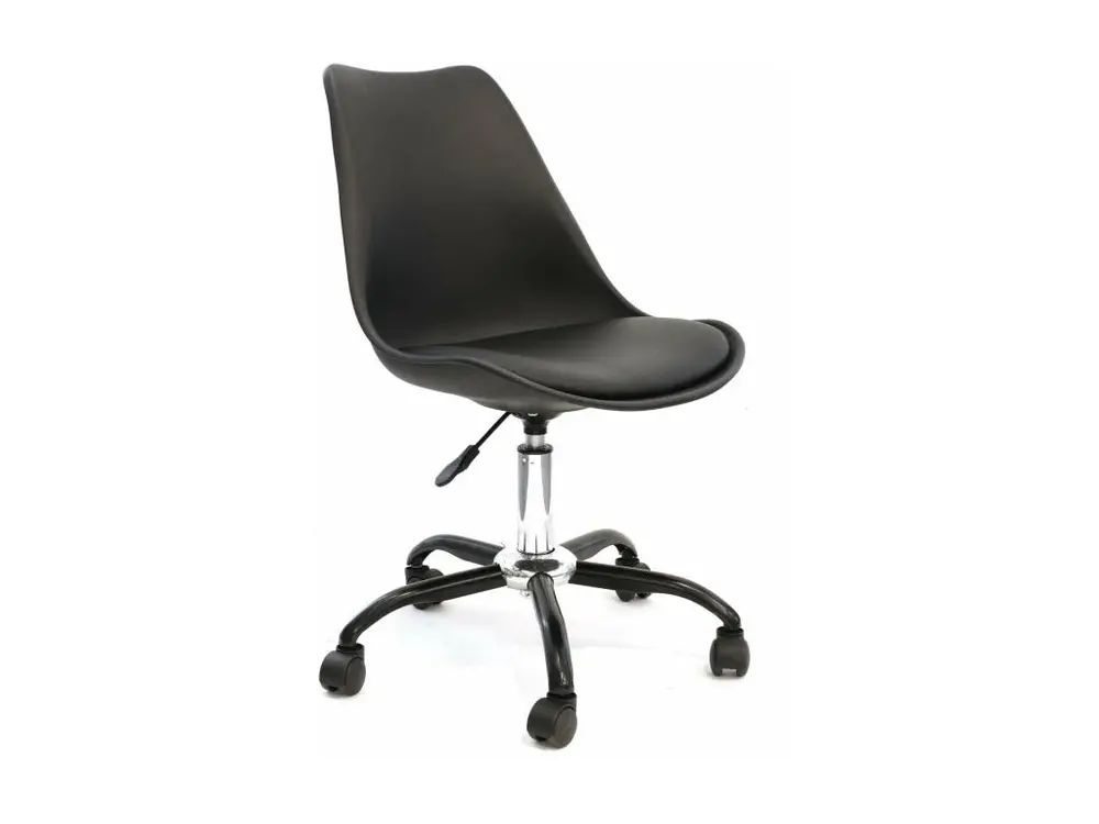 Lot de 2 Chaises à Roulettes "Kiruna" 92cm Noir avec 4 patins en caoutchouc