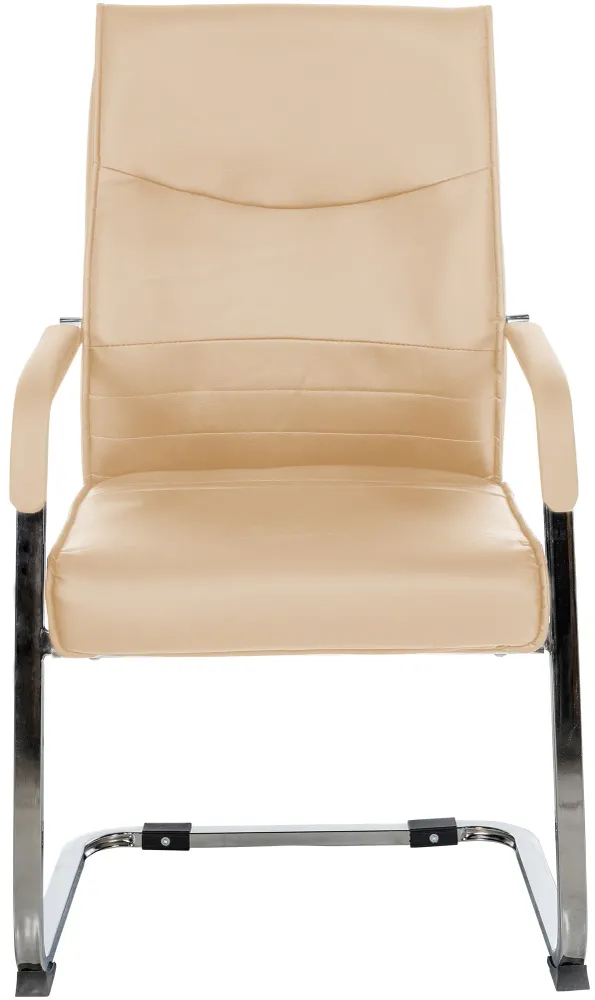 Lot de 2 fauteuils de bureau chaises visiteur sans roulettes piétement luge en métal chromé et assise en VINYLE kaki 10_00...