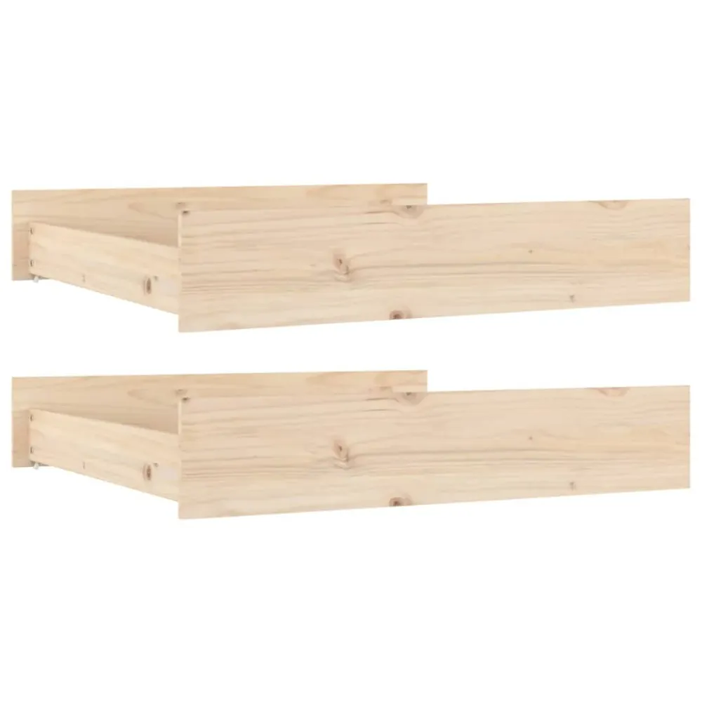 Lot de 2 tiroirs de lit rangement avec roulettes en bois de pin TDL0206833 en tissu respirant