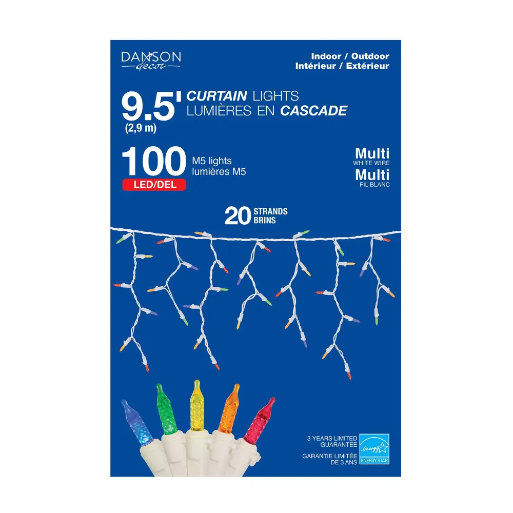 Lumières en cascade de 100 lumières DEL M5 à éclairage multicolore, 2,9 m (Lot de 4)