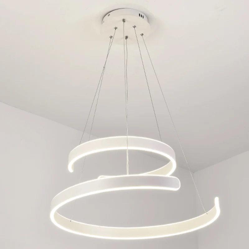 Lustre de Restaurant de forme géométrique, luminaire suspendu contemporain en aluminium à LED (Lot de 4)