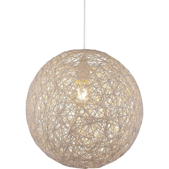 Lustre rond en forme de globe Ø38 -Plafonnier en Rotin Naturel en tissu respirant