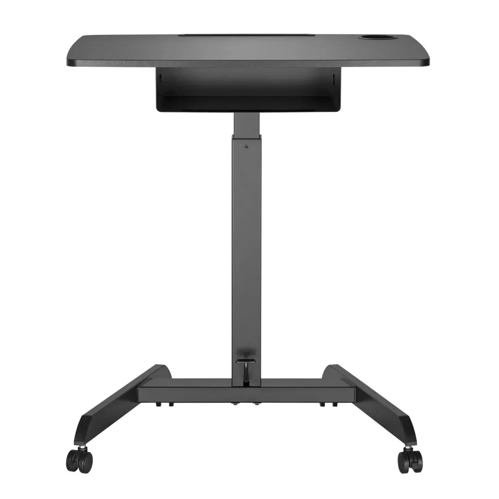 Maclean MC-903B Bureau d'ordinateur à emporter réglable en hauteur avec roulettes et un tiroir Bureau assis-debout réglabl...