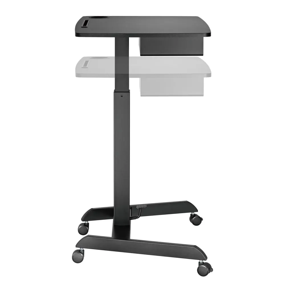 Maclean MC-903B Bureau d'ordinateur à emporter réglable en hauteur avec roulettes et un tiroir Bureau assis-debout réglabl...