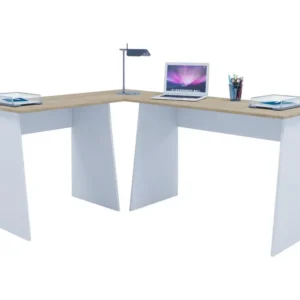 Masola Bureau blanc/imitation chêne Sonoma. - Conforme aux Normes de Sécurité