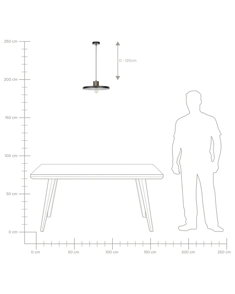 Metal Pendant Lamp Noir jais BOGAN avec Garantie 2 Ans