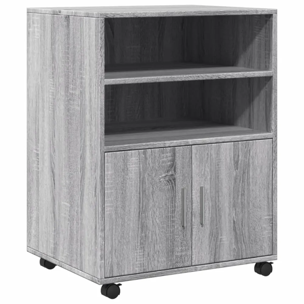 Meuble de bureau sur roulettes armoire de rangement bureau 60 x 48 x 81 cm bois d'ingénierie gris DEC024497 avec système d...