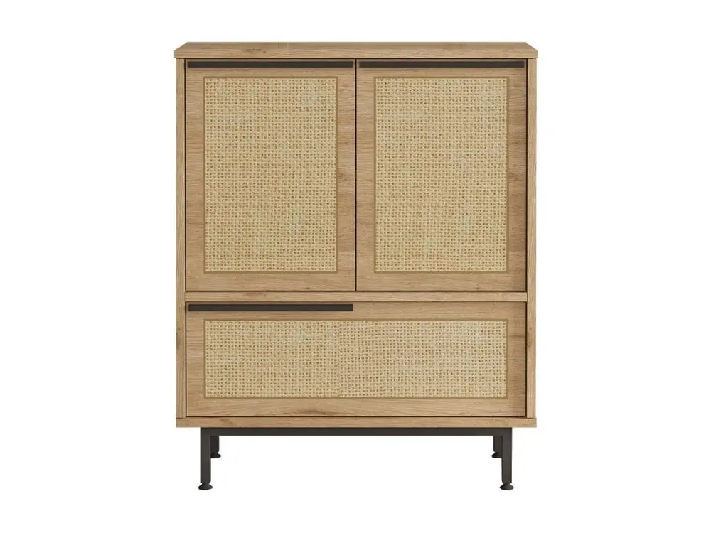 Meuble à chaussures Evelis L75xH90cm Bois et Rotin évident