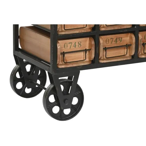 Meuble de Métier Industriel 27 Tiroirs sur Roues Bois et Métal avec compartiments intégrés