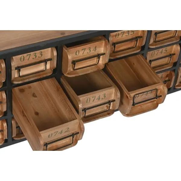 Meuble de Métier Industriel 27 Tiroirs sur Roues Bois et Métal avec compartiments intégrés