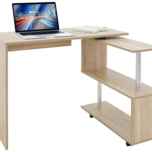 Organisateur de câbles Bureau en angle sonoma table de travail pivotant 90° bureau informatique pour PC