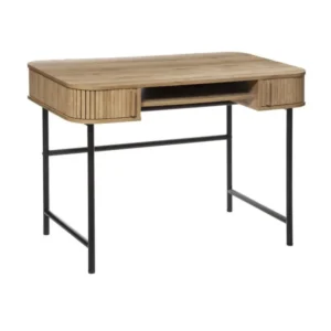 Organisateur de câbles Bureau en bois MDF naturel et acier coloris noir - Longueur 105 x Profondeur 60 x Hauteur 75,1 cm