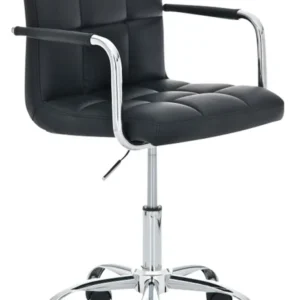 Organisateur de câbles Chaise de bureau sur roulettes hauteur réglable en VINYLE noir et métal chromé 10_0007118